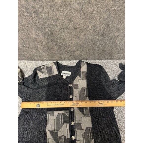 Vintage 70s 80s Cardigan Grandpa Sweater Womens Large Patchwork Folk Hippie - Picture 7 of 10